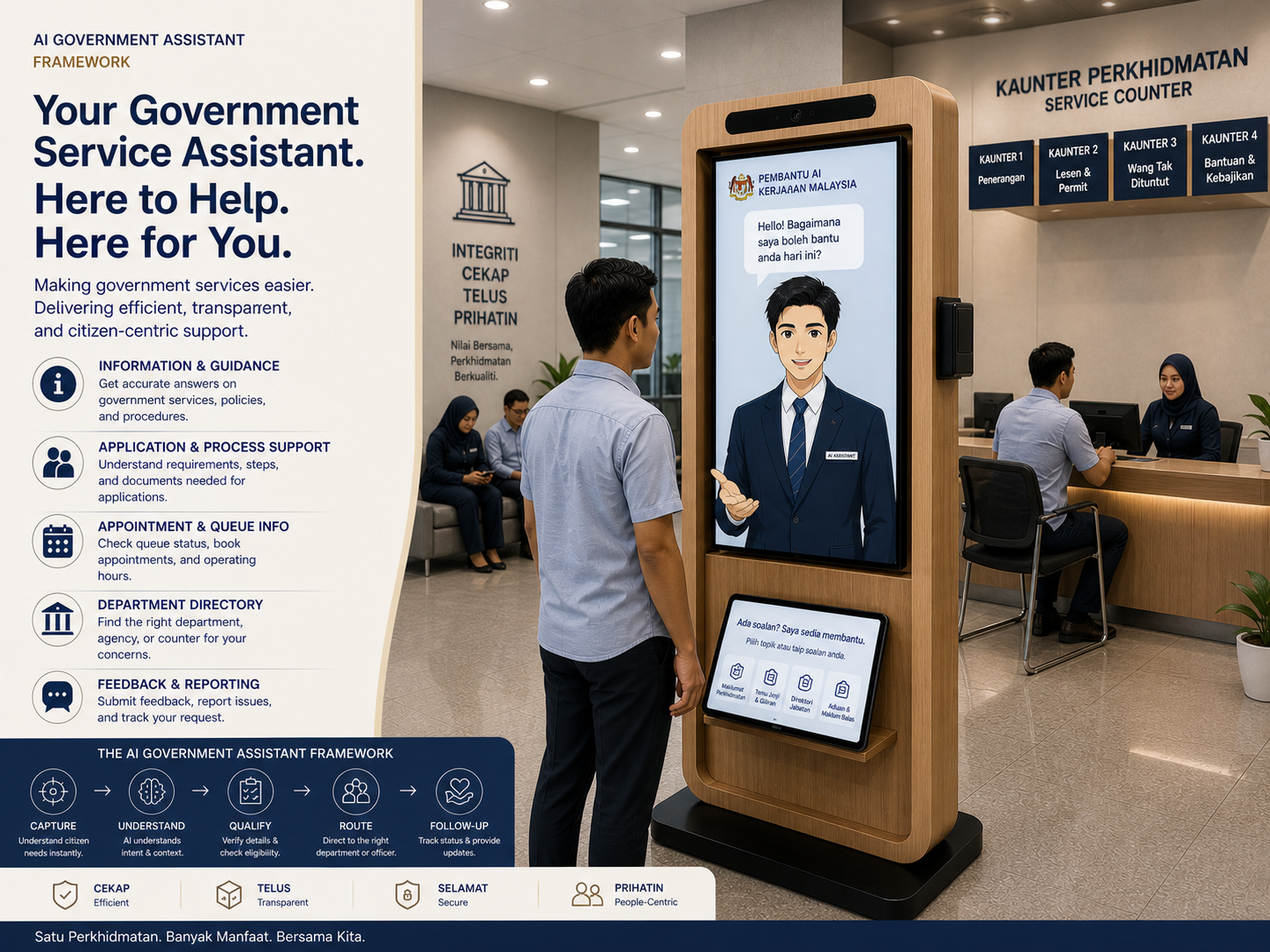 Government service counter powered by AiRA Framework
